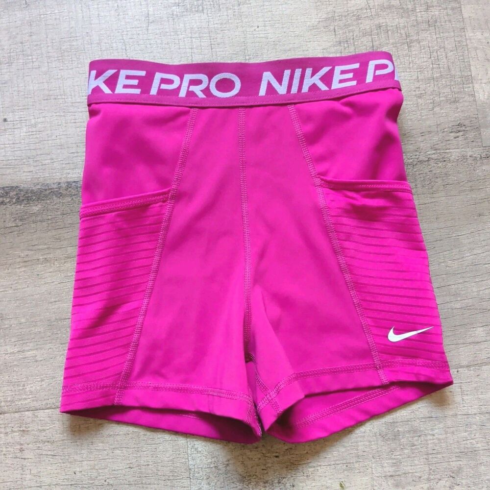 Nike Pro Dri-Fit Women's XS running shorts Elastic High Rise Pink Tight Fit